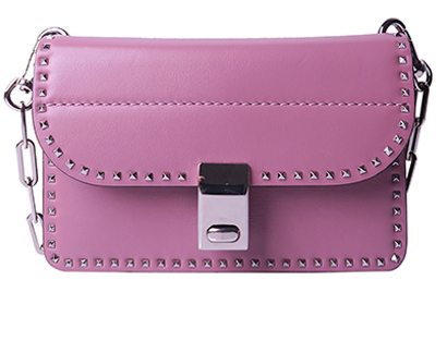 Studded Accordion Flap Bag, front view